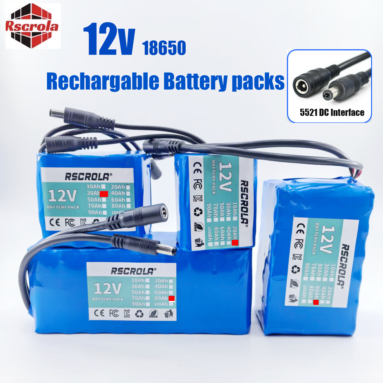 Renewable Energy Source - Rechargeable 12V 18650 Lithium Battery Pack
