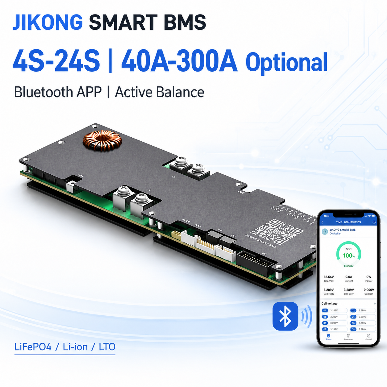 Lifepo4 Battery Pack - PB2A16S20P JKBMS 16S 200A Bms for