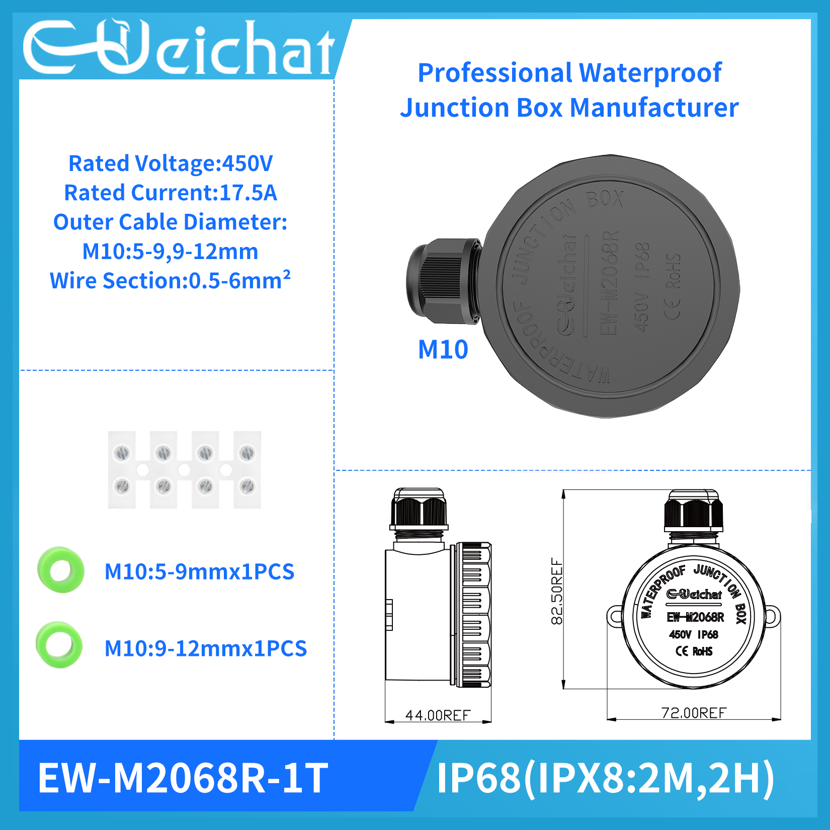 EW-M2068 IP68 Waterproof Junct - Cable Gland Waterproof recension och pris
