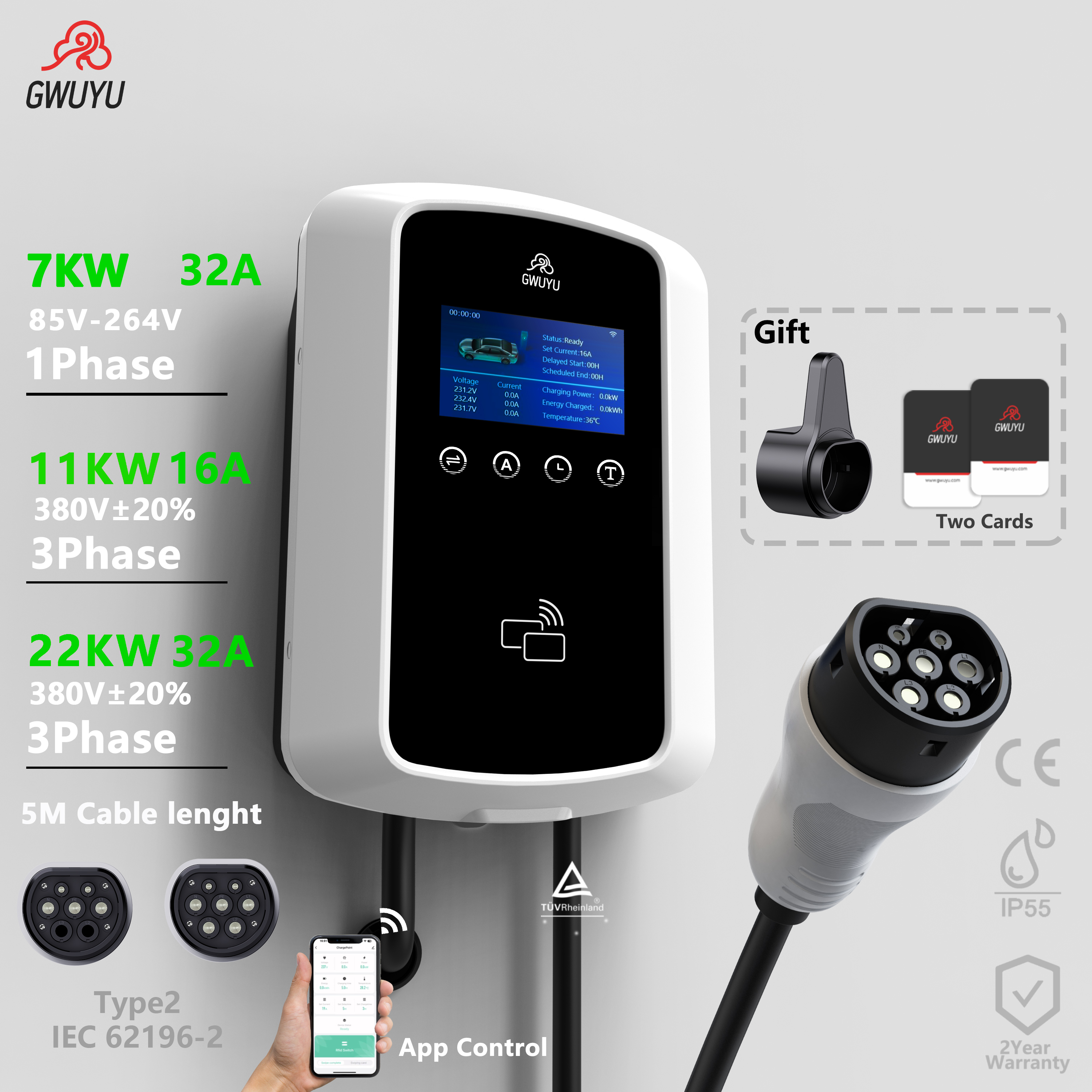 GWUYU EV Wallbox Charger Type  - Ev Charger Wallbox recension och pris