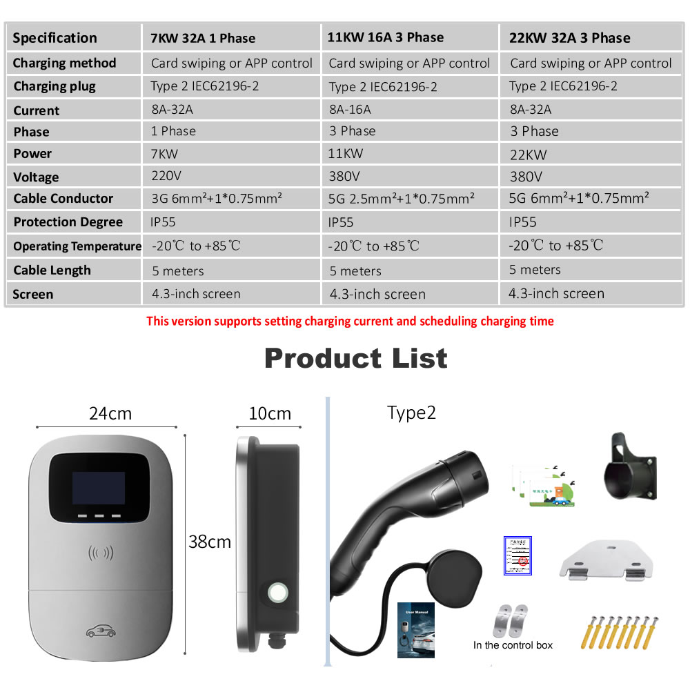 JIGU 7kW 11kW 22kW Type 2 Elec - Ev Charger Wallbox recension och pris